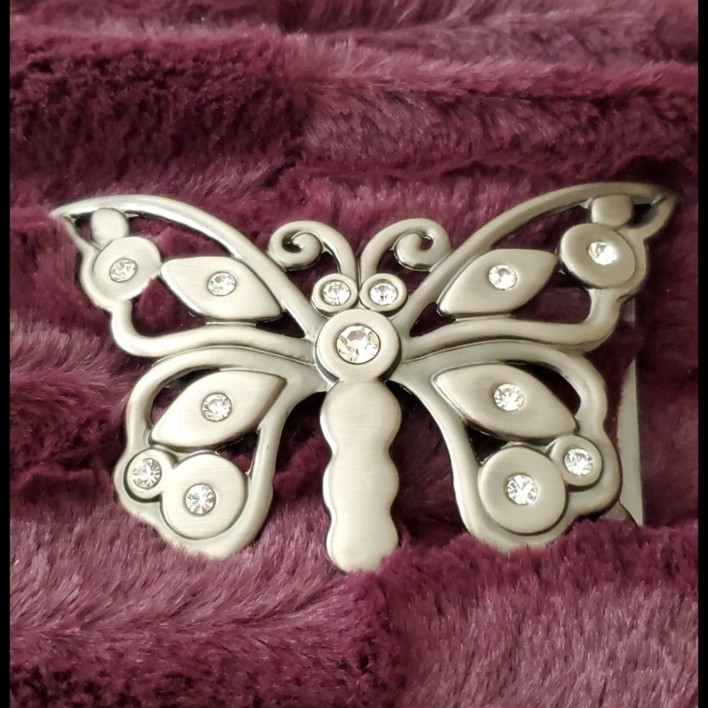Silver Rhinestone butterfly buckle